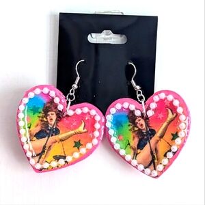 Chappell Roan Handmade Heart Earrings with Pearl Trim